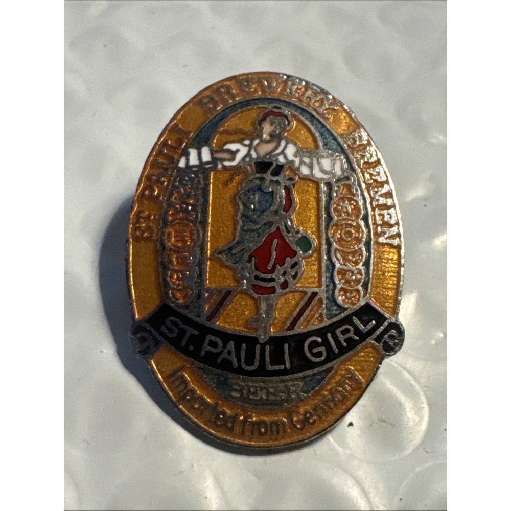 M Old Vintage St Pauli Girl Beer Hat Coat Lapel PIN Charm